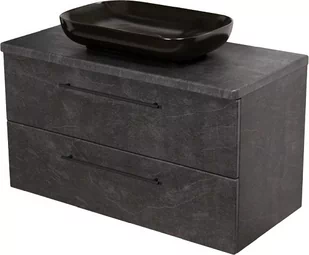 Szafka łazienkowa grafitowa wisząca z umywalką 100/48C Negra - Szafki łazienkowe - miniaturka - grafika 1