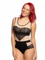 Bielizna nocna - Body GAIA 831 czarno-beżowe  M - miniaturka - grafika 1