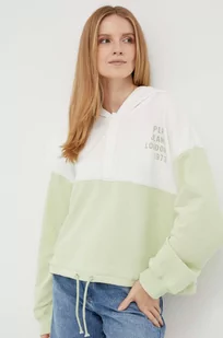 Pepe Jeans bluza bawełniana damska kolor zielony z kapturem wzorzysta - Bluzy damskie - miniaturka - grafika 1