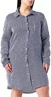 Sukienki - Bonateks Damska sukienka koszulowa w paski z czystej sukienki casualowej, niebiesko-biała, 38 EU, niebieski, 38 - miniaturka - grafika 1
