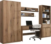 Meblościanki - BogFran Meblościanka z biurkiem Zestaw mebli do sypialni salonu dąb Evoke REMI III - miniaturka - grafika 1