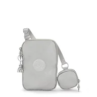 Torebki damskie - Kipling Elvin Metaliczna torba na telefon crossbody, Jasny metaliczny, 5'' L x 7.25'' H x 1'' D - miniaturka - grafika 1