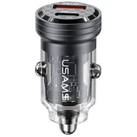 Ładowarki samochodowe - Ładowarka samochodowa USAMS C35 CC175CC01 (US-CC175) 45W Czarno-przezroczysty - miniaturka - grafika 1