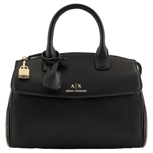 Armani Exchange Women's Briefcase Inspired with Small Logo Tote M, Black, czarny