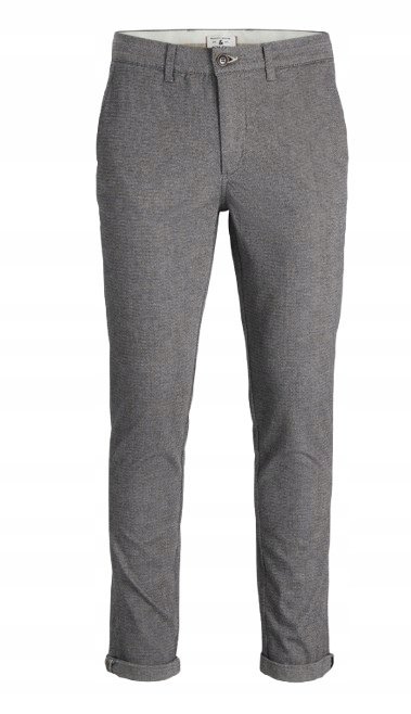 JACK&JONES SZARE SPODNIE CASUAL CHINOS PROSTE Z MANKIETEM 33/34 1N2A