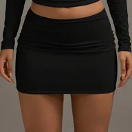 Spódnice - TEMU Spódnica Damska, Czarna Plisowana Dopasowana Elegancka Mini Spódnica - miniaturka - grafika 1