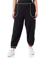Spodnie damskie - Calvin Klein Damskie spodnie dresowe z dzianiny, Czarny/Sunny Lime, XL - miniaturka - grafika 1