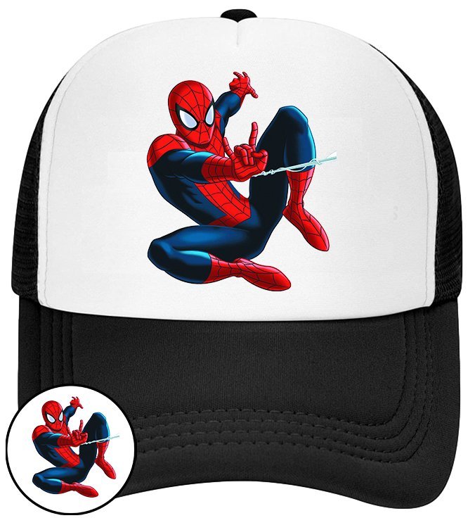CZAPKA Z DASZKIEM SPIDERMAN DLA DZIECI NA LATO CZARNA BEJSBOLÓWKA