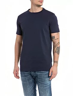 Koszulki męskie - Replay T-shirt męski, Deep Blue 088, M - grafika 1