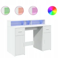 Biurka - VidaXL Biurko z podświetleniem Led białe - miniaturka - grafika 1
