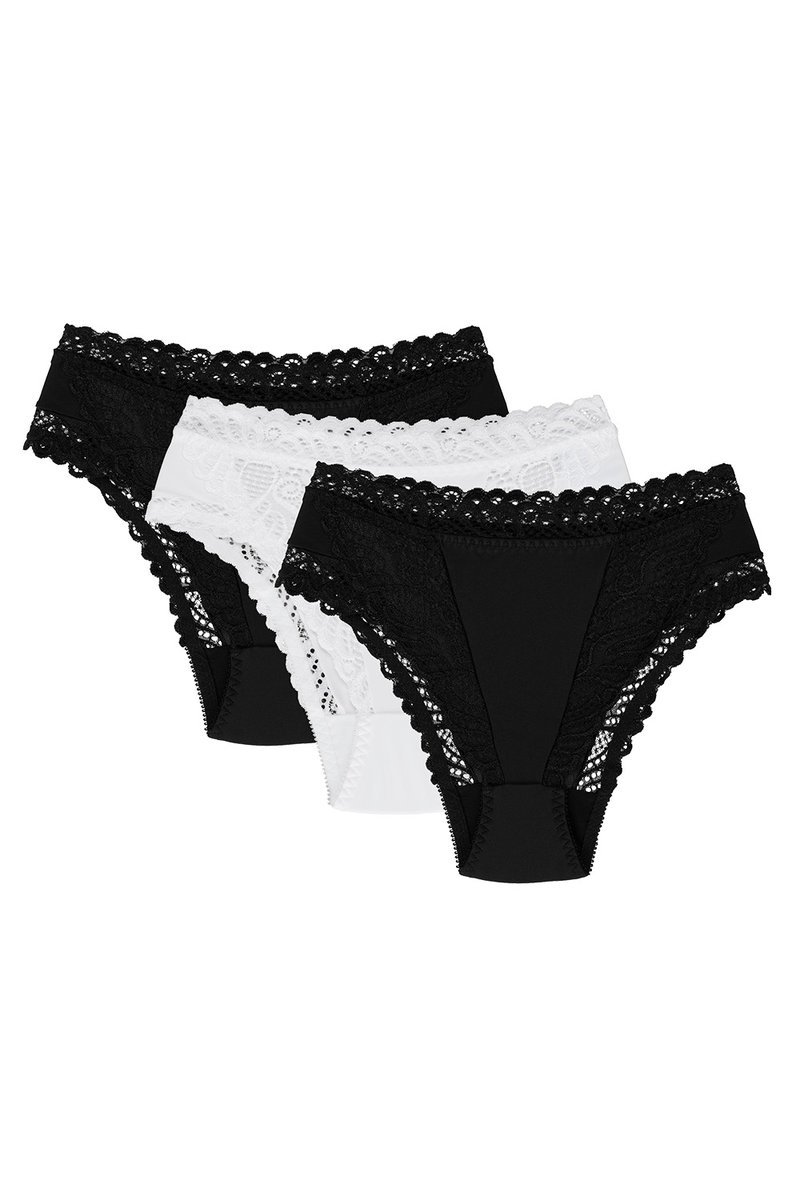 Wol-Bar Abra 3-pak czarny-czarny-biały S Majtki figi