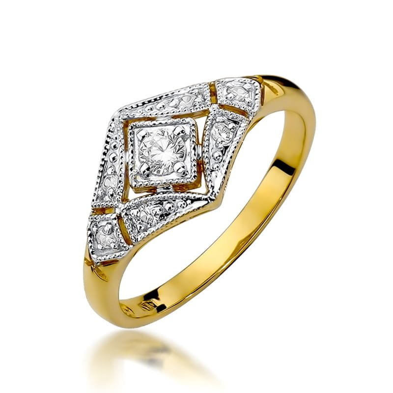 Złoty pierścionek Diament 0,10ct żółte złoto pr. 585