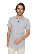 Koszule męskie - Trendyol Męska koszula z krótkim rękawem w kolorze granatowym, niebieska (granatowa), rozmiar S - miniaturka - grafika 1