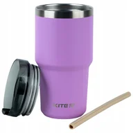 Kubki termiczne - Kubek termiczny ze słomką ustnikiem na napoje 600 ml fioletowy KITE - miniaturka - grafika 1