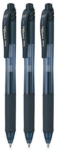 Pentel EnerGel X BL107 – chowany płynny długopis żelowy, 0,7 mm, 84% z recyklingu, czarny, 3 sztuki