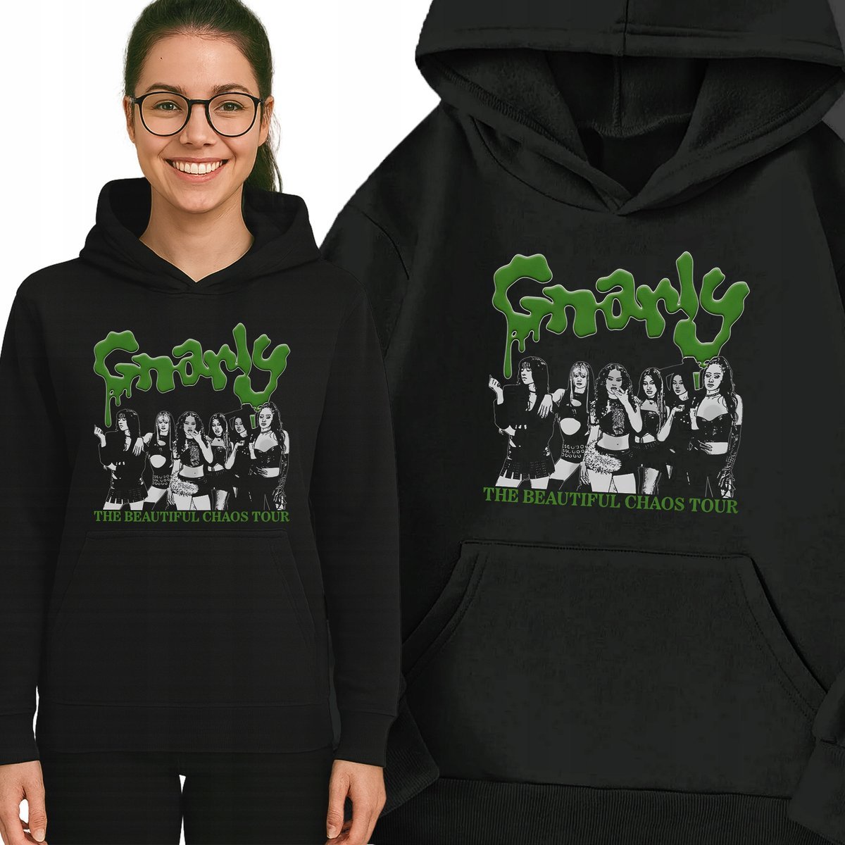 Bluza Czarna Z Kapturem KATSEYE GIRL POWER Muzyka K-pop Na Prezent - S Wz