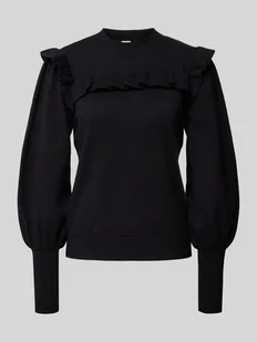 Sweter z dzianiny z falbanami model ‘JUM’ - Swetry damskie - miniaturka - grafika 1