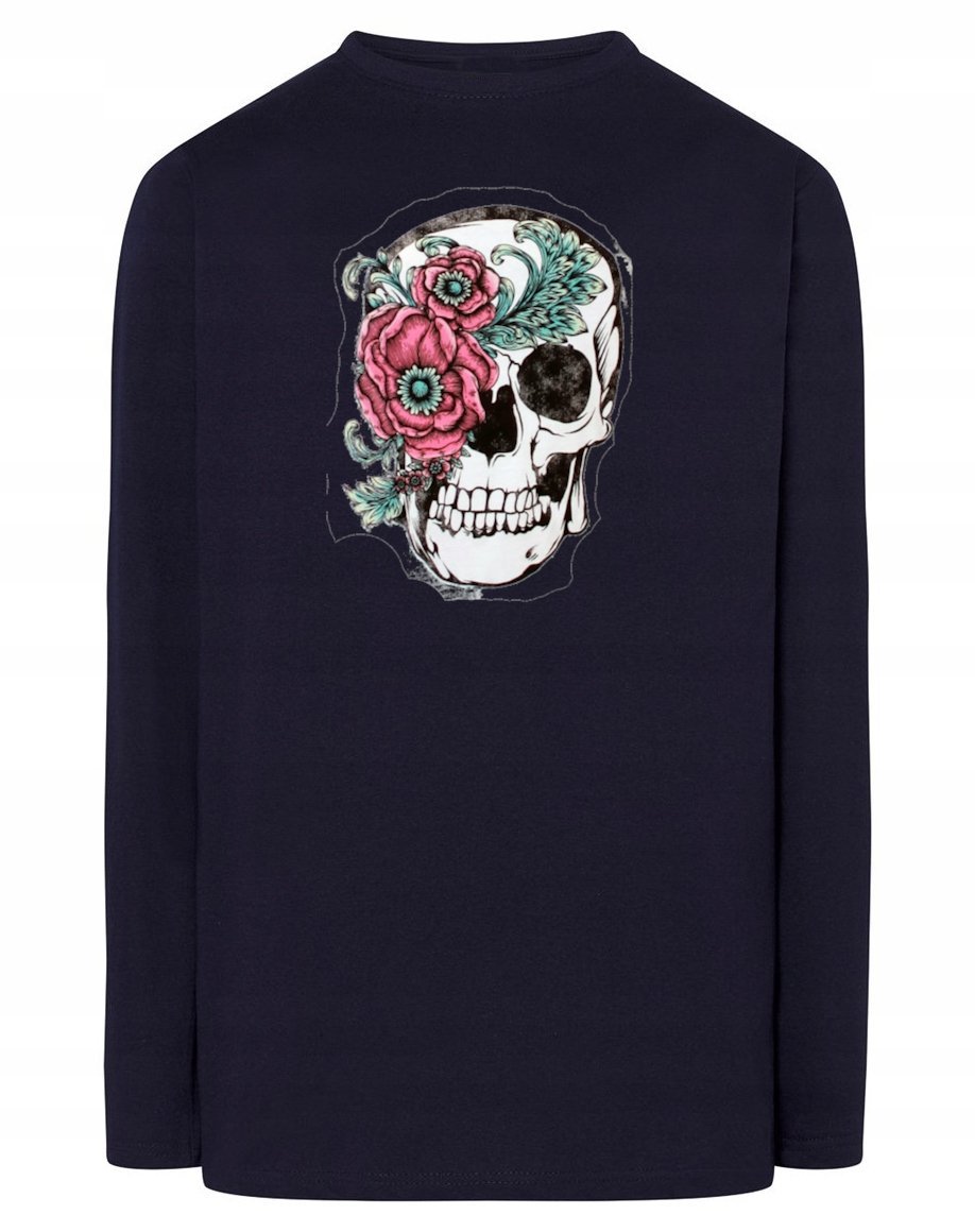 Longsleeve męski nadruk Czaszka z Kwiatami r.XXL