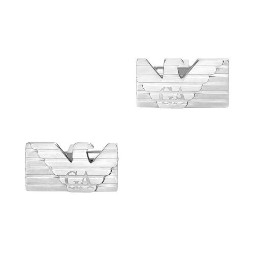 EMPORIO ARMANI Spinki do mankietów męskie ze stali nierdzewnej, EGS3077040, Length: 10mm, Width: 19mm, Stal nierdzewna, No Gemstone