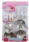 Zabawy w naśladowanie dorosłych - Zestaw kuchenny naczynie i garnki metal z akcesor - miniaturka - grafika 1