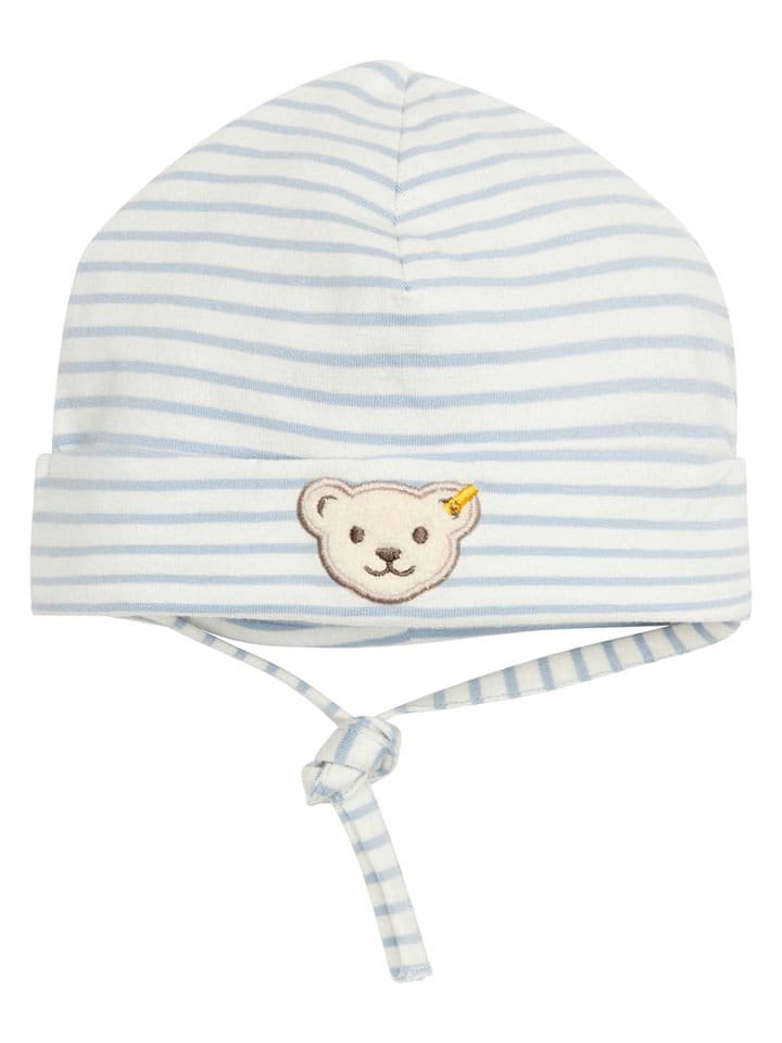 Steiff Czapka w kolorze biało-błękitnym