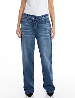Spodnie damskie - Replay Zelmaa jeansy damskie z szerokimi nogawkami, 007 Dark Blue, 29W / 32L - grafika 1