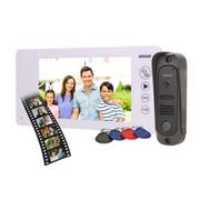 Wideodomofony - Orno Zestaw wideodomofonowy bezsłuchawkowy, kolor, 7" LCD, pin hole, pamięć, z czytnikiem breloków zbliżeniowych, biały, ARCUS RFID OR-VID-JS-1053/W - miniaturka - grafika 1