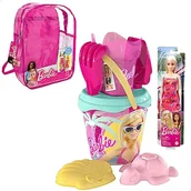 Plecaki - COLORBABY 77387 zestaw barbie plaża dla dzieci zestaw wiadra plażowego z łopatą, grabie, konewka i akcesoria, plecak plażowy dla dziewcząt, zestaw plażowy dla dzieci, plecak z zabawkami - miniaturka - grafika 1