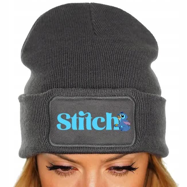 CZAPKA SZARA Zimowa Bawełniana Na Prezent Urodziny Dla Fana LILO STITCH Wz