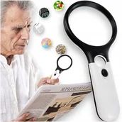 Mikroskopy i lupy - Lupa Szklana Podwójna Powiększające Szkło Z Oświetleniem Do Czytania 3 Led - miniaturka - grafika 1