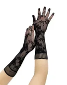Rękawiczki - Rękawiczki Fishnet Floral Gloves (Black) - miniaturka - grafika 1