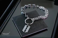 Naszyjniki - Chainmail goth style * Dark Razor Choker * stal nierdzewna - miniaturka - grafika 1