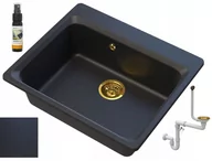 Zlewozmywaki - Granitan ZANTE Czarny Zlewozmywak Granitowy Z Drobinkami Złotego - miniaturka - grafika 1