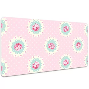 Mata ochronna z nadrukiem Róże i kropki 100x50 cm, Dywanomat - Podkładki na biurko - miniaturka - grafika 1