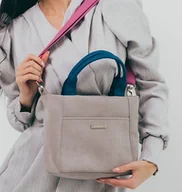 Torebki damskie - Kuferek listonoszka z wodoodpornego nubuku w kolorze szarym. - miniaturka - grafika 1