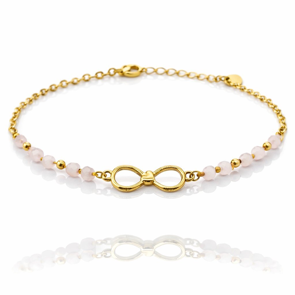 Bransoletka Forever Pink Złota Nieskończoność Różowa Koraliki Stal 316L Prezent