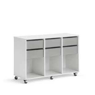 Regał szkolny CASPER, 6 szuflad, 3 przegrody, biały, szary - Meble do szkół i przedszkoli Regał szkolny CASPER, 6 szuflad, 3 przegrody, biały, szary - Meble do szkół i przedszkoli - miniaturka - grafika 1