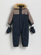 Spodenki dla niemowląt - Reserved - Ocieplany kombinezon z rękawiczkami - granatowy - miniaturka - grafika 1
