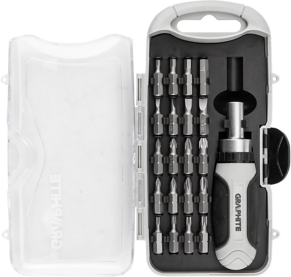 Zestaw bitów z uchwytem magnetycznym z grzechotką 115 mm, 21 szt.