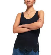 Koszulki i topy damskie - Koszulka damska Superdry Morocco Lace Hem Vest czarna-M - miniaturka - grafika 1