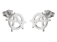 Kolczyki - KOLCZYKI SREBRNE ZNAK ANARCHIA k2751 - 1g - miniaturka - grafika 1