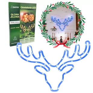GŁOWA JELENIA RENIFERA LED BIAŁY ZIMNY - Ozdoby bożonarodzeniowe - miniaturka - grafika 1