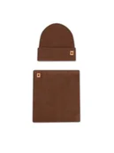 Czapki dla dzieci - Action Boy Komplet czapka i komin 8KF-002-AW24 Brązowy - miniaturka - grafika 1