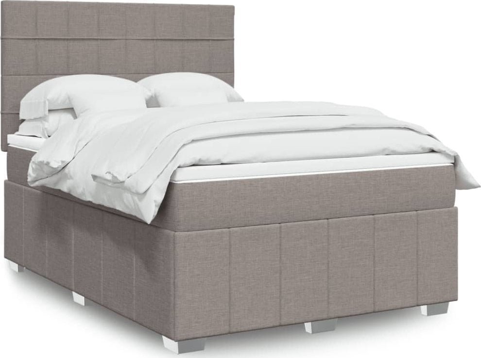 vidaXL vidaXL Łóżko kontynentalne z materacem, taupe, tkanina, 160x200 cm