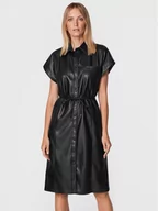 Sukienki - Sisley Sukienka z imitacji skóry 4MTMLV01Q Czarny Regular Fit - miniaturka - grafika 1
