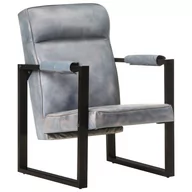 Fotele - vidaXL Lumarko Fotel z prawdziwej, koziej skóry, 60x75x90 cm, szary 325146 - miniaturka - grafika 1
