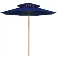 Parasole ogrodowe - vidaXL Parasol ogrodowy z dwupoziomową czaszą, niebieski, 270 cm 313767 - miniaturka - grafika 1