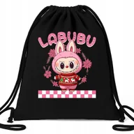 Plecaki worki - Worek Plecak EKO Czarny ŚWIĄTECZNY Prezent Na Święta Mikołajki Wzory - miniaturka - grafika 1