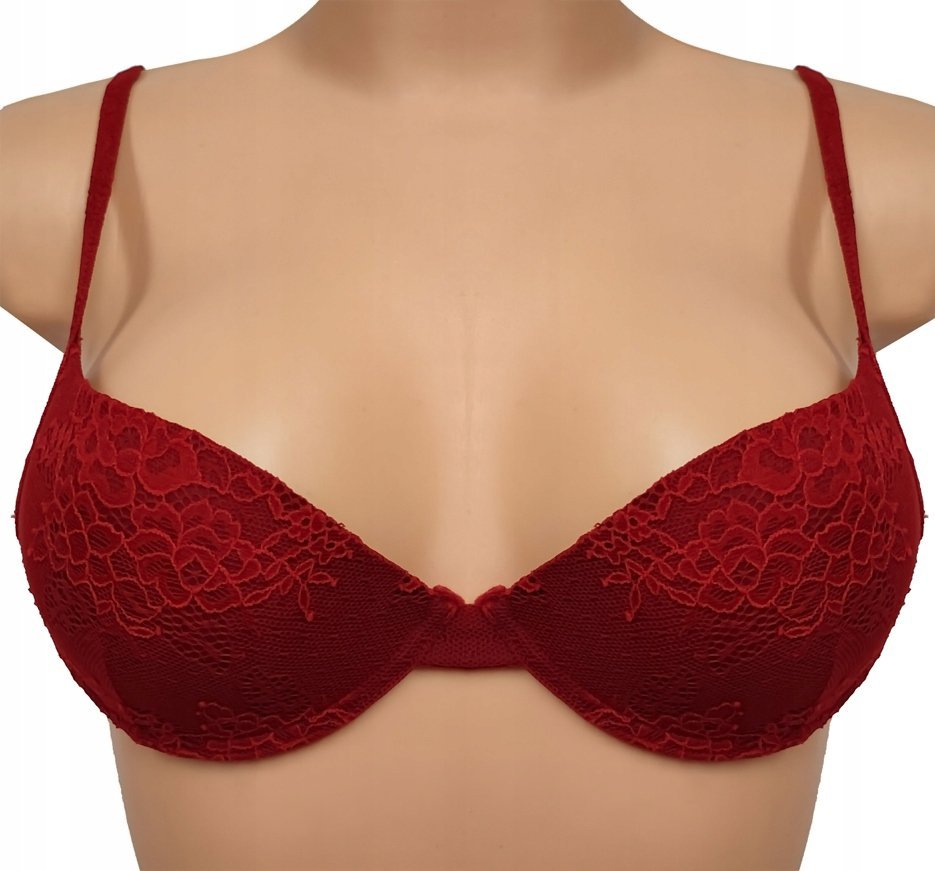 TEZENIS biustonosz czerwony usztywniany stanik koronka 75B