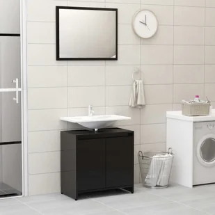 vidaXL vidaXL Zestaw mebli łazienkowych, wysoki połysk, czarny, płyta wiórowa 8720286016053 - Meble łazienkowe - miniaturka - grafika 1